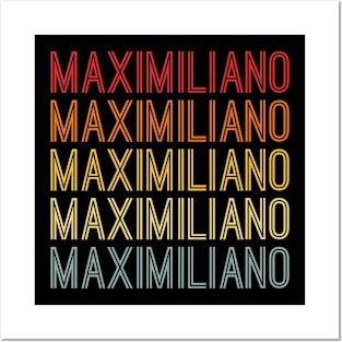 Maximiliano Name Vintage Retro Pattern Posters and Art